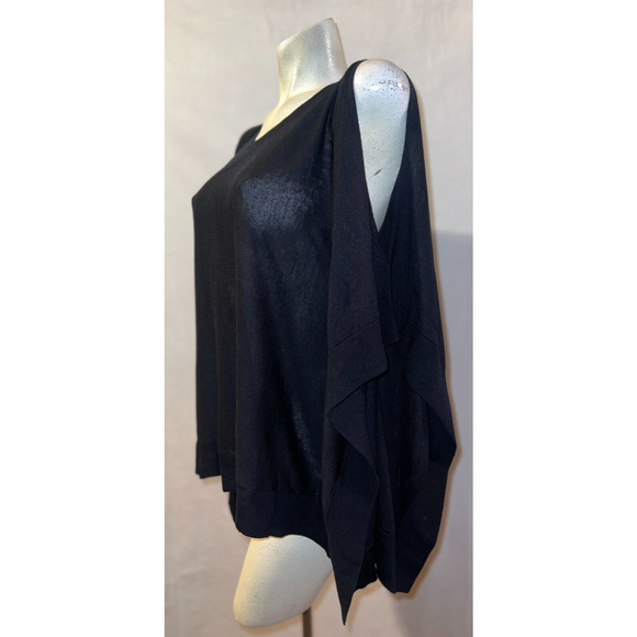 MICHAEL KORS Top Women's Size L Black Viscose Silk Cashmere Cold Shoulder Tunic - Picture 4 of 6